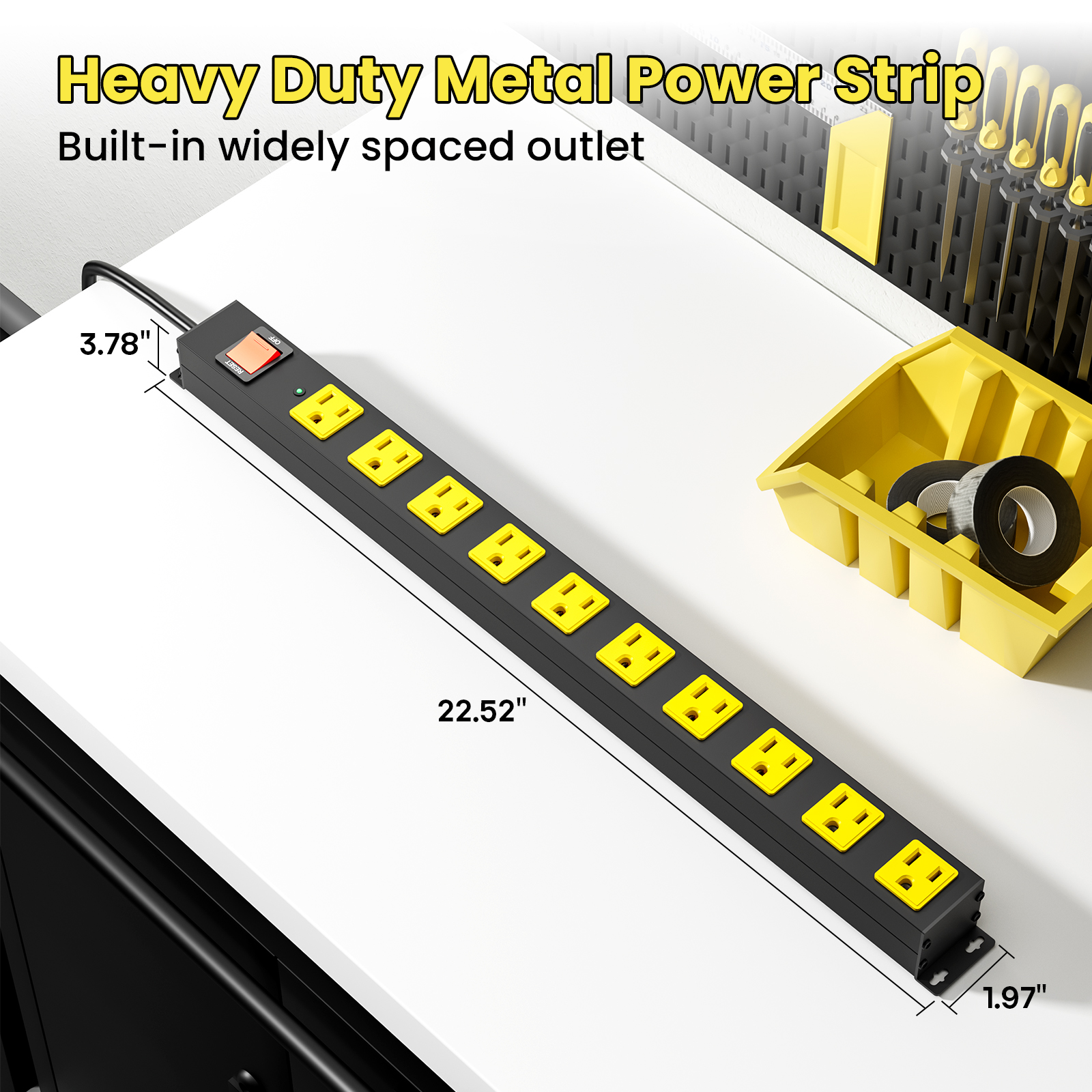 US 10 outlets long power strip