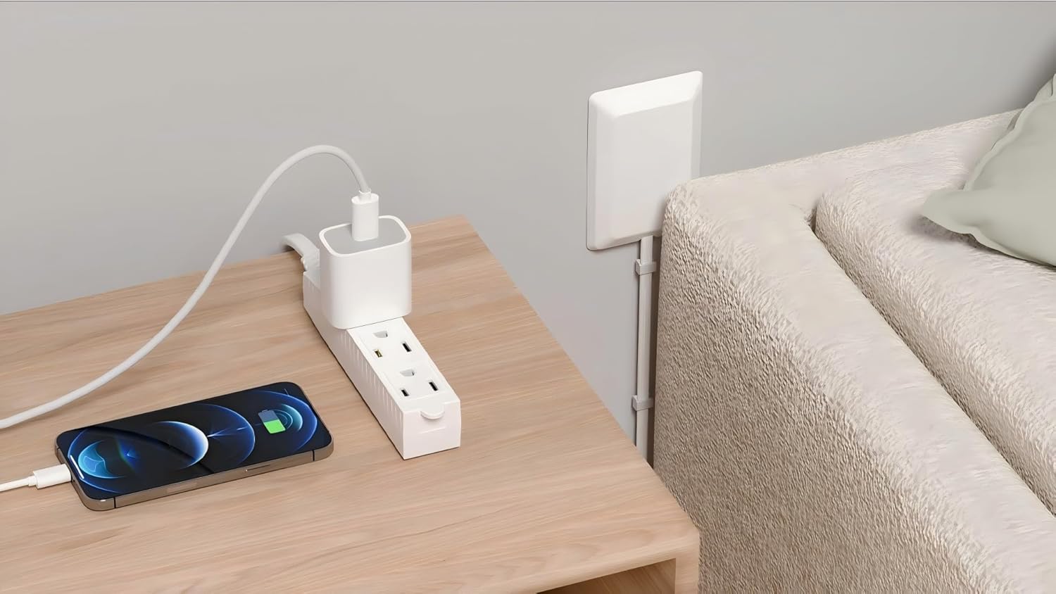 Flat Plug Power Strip Wall Outlet