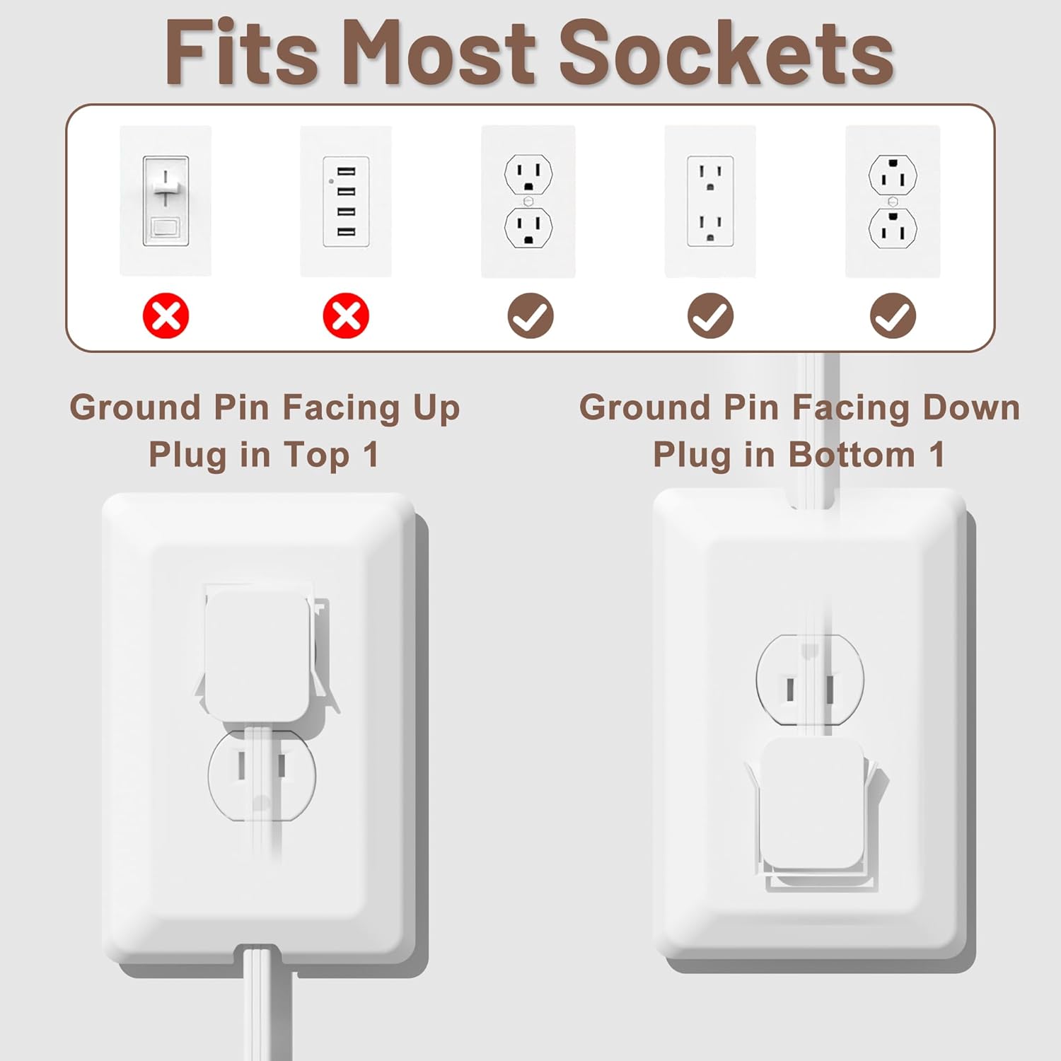 Flat Plug Power Strip Wall Outlet
