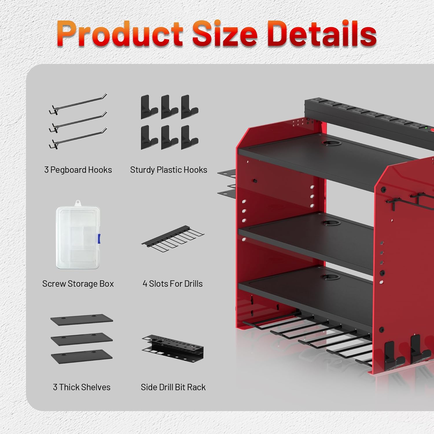 3-Layer Wall-Mounted Power Tool Organizer Rack