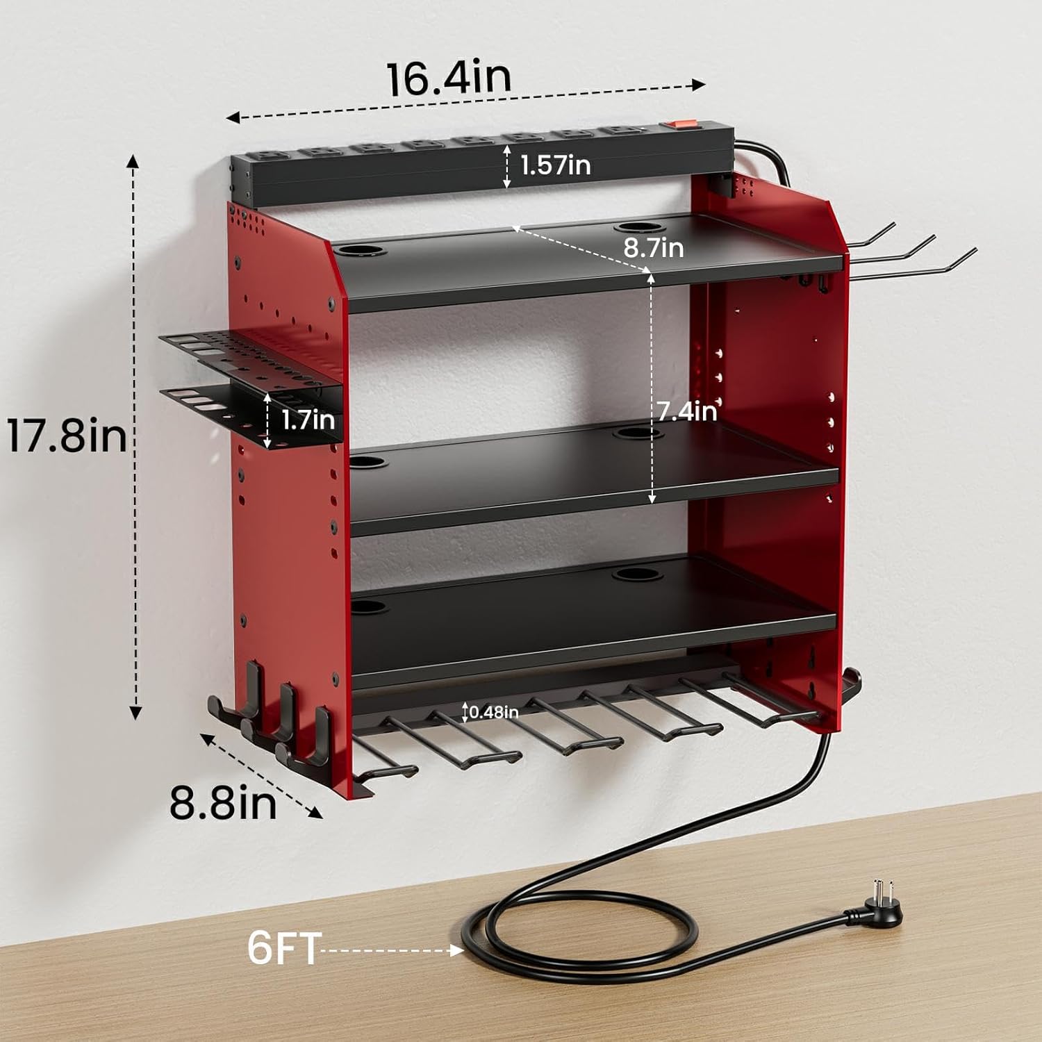 3-Layer Wall-Mounted Power Tool Organizer Rack
