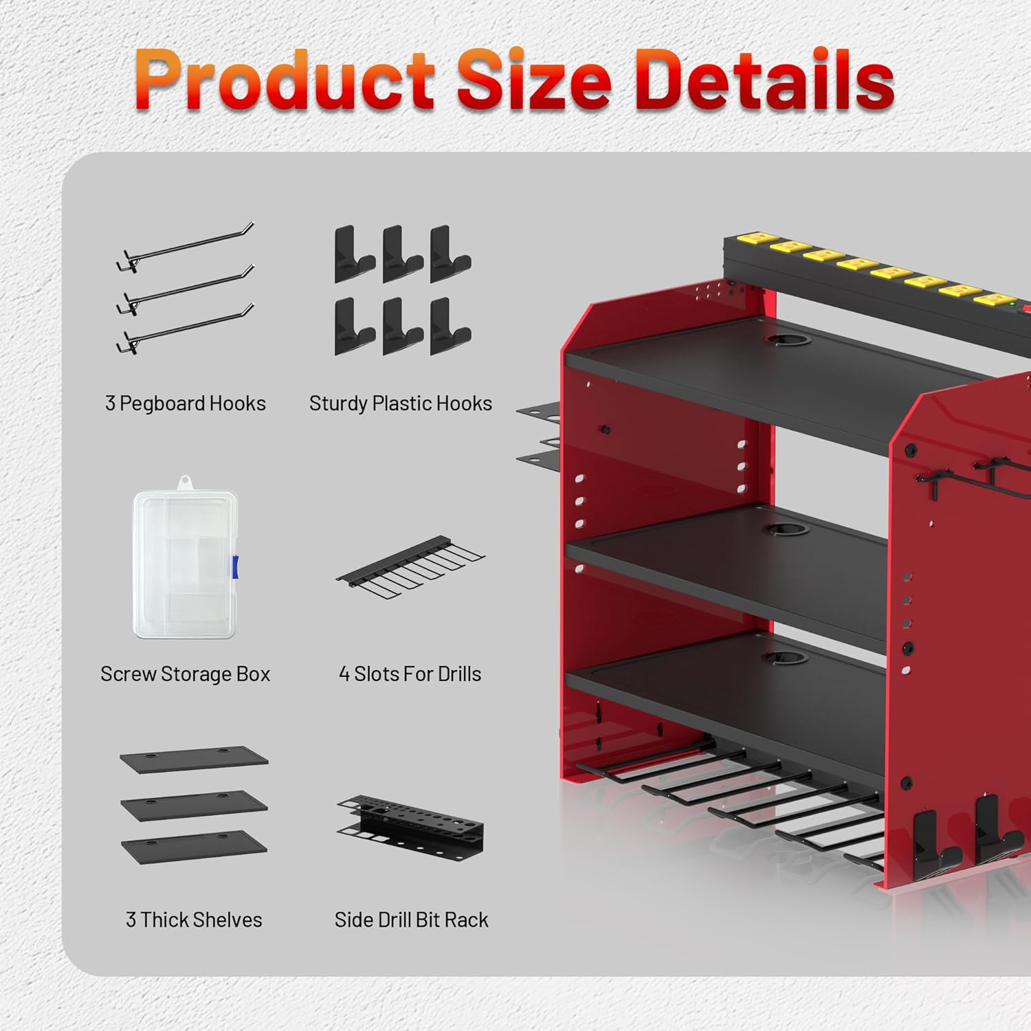 4-Layer Wall-Mounted Power Tool Organizer Rack