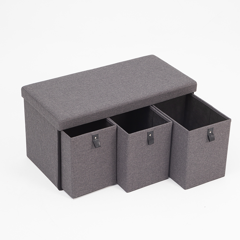 3-Drawers Folding Storage Ottoman