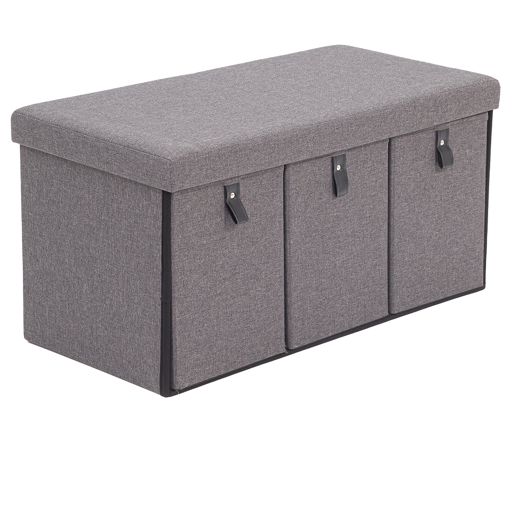 3-Drawers Folding Storage Ottoman