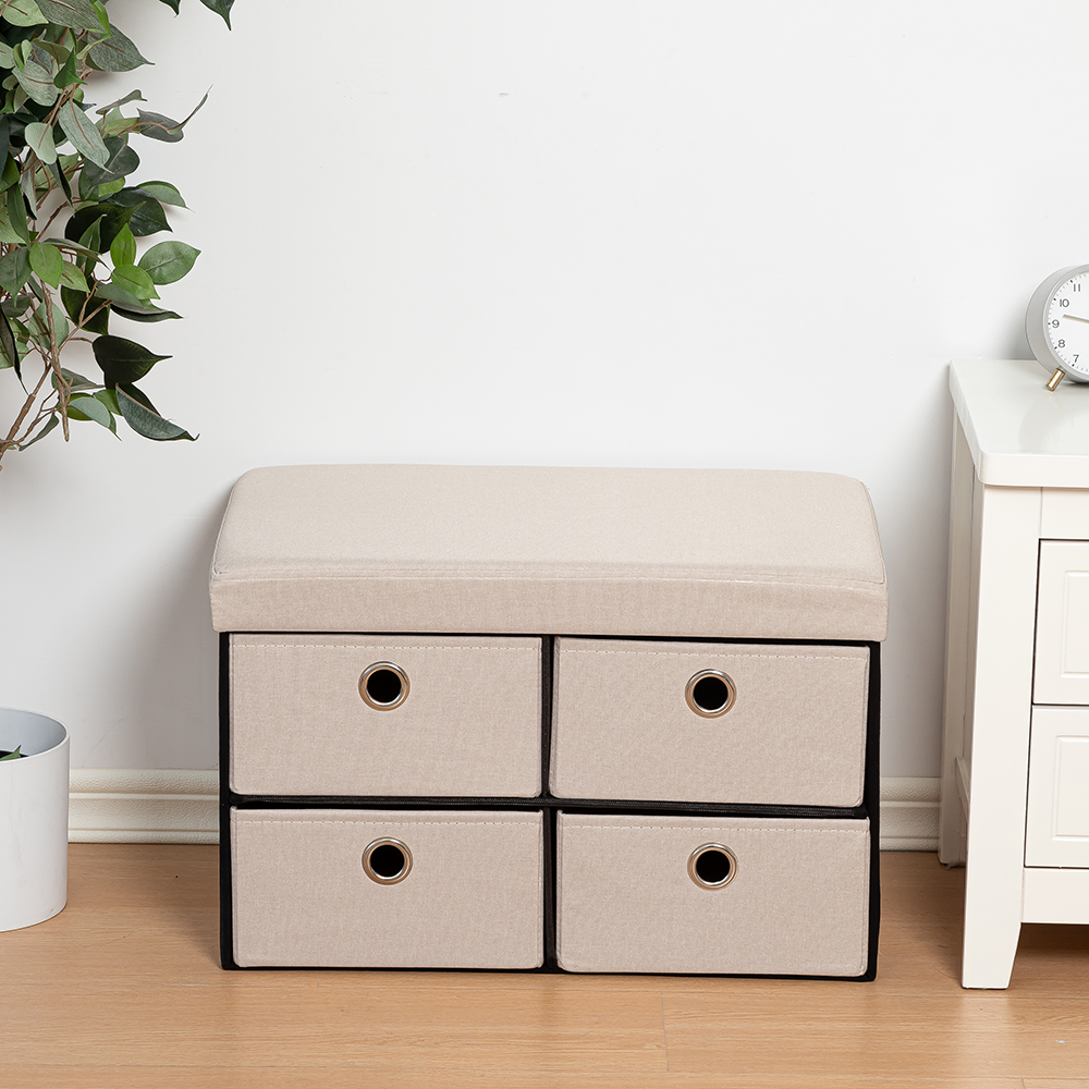 4-Drawers Folding Storage Ottoman