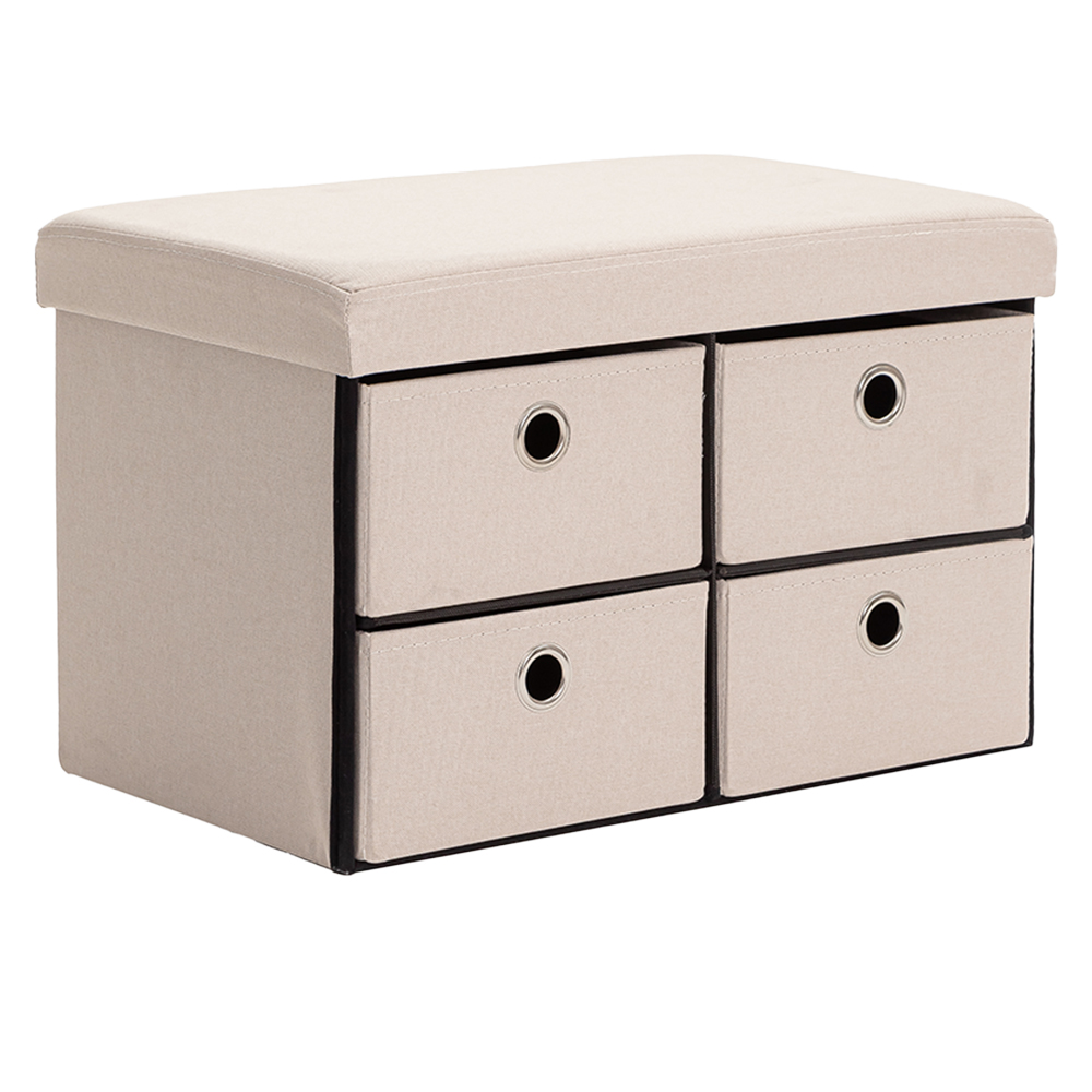4-Drawers Folding Storage Ottoman
